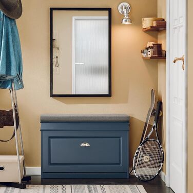 Полка для взуття SoBuy з подушкою для сидіння та місцем для зберігання, вузька, 60x51x24 см, FSR82-K-HG (довга, блакитна)