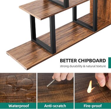Стильна полиця YITAHOME з 5 полицями, L-подібної форми, чорно-коричневого кольору, для вітальні, спальні, офісу