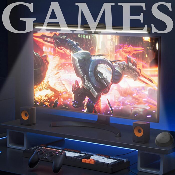 LED лампа для монітора з USB та сенсорним керуванням, захист від синього світла, регулювання яскравості та кольорової температури, настільна лампа для комп'ютера