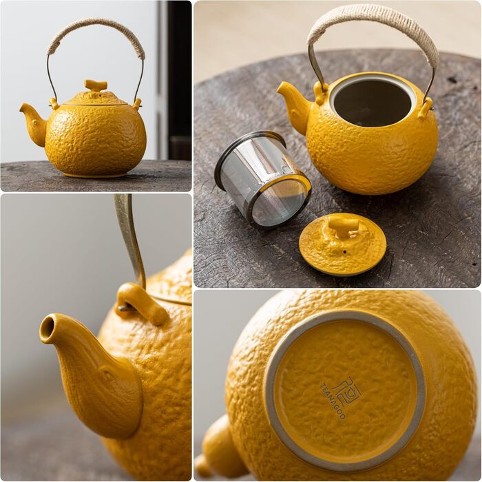 Набір для чаювання TEANAGOO: чайник (700 мл) + 4 чашки (205 мл), дорожній, порцеляна, сірий, з підносом, U2