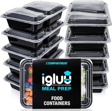 Упаковок 2 контейнери для приготування їжі з коробки для їжі голку, коробки для сніданку, придатної для використання в мікрохвильовій печі, посудомийній машині і багаторазової - герметична кришка, не містить бісфенолу А (20 упаковок), 10