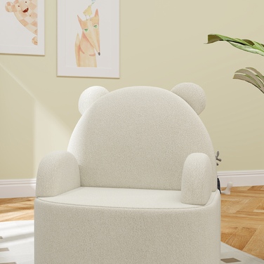AIYAPLAY Дитяче крісло Teddy Fleece Bear Shape для дітей 1,5-3 років, зручний дитячий диван для дитячої кімнати та ігрової кімнати, бежевий