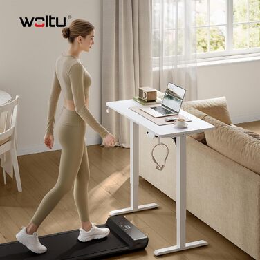 Електричний підйомний стіл WOLTU з функцією пам'яті та захистом від зіткнень, комп'ютерний стіл для дому та офісу, 100 x 48 см, білий