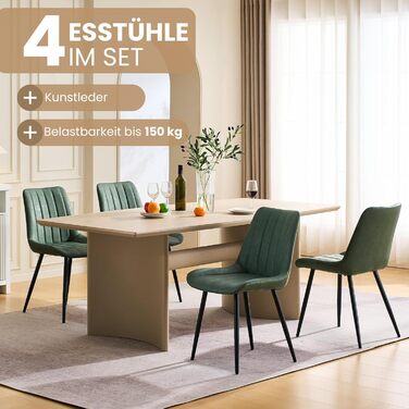 Набір обідніх стільців CLIPOP (4 шт), штучна шкіра, зелений, для кухні та вітальні