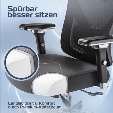 Офісний стілець CleverSeat Ergonomisch - регульований, для дому та геймінгу, до 150 кг (Чорний)