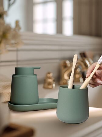 Набір для ванної кімнати блакитного кольору, керамічний аксесуар для ванної кімнати, 3-частинний, декоративний набір мильниць, стаканчика для зубної пасти та підставки для прикрас, підходить для ванної кімнати, умивальника, готелю