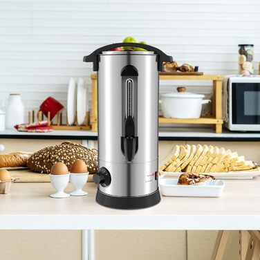 Глювайнер Cecaylie: диспенсер для гарячої води та глінтвейну з нержавіючої сталі, 10л, з термостатом та краном