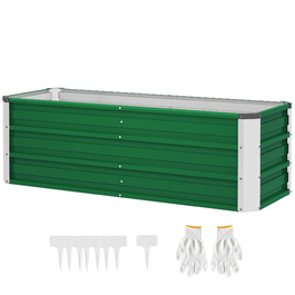 Outsunny Піднята грядка Сталева садова клумба з рукавичками 125x47x40см зеленого кольору для овочів та квітів