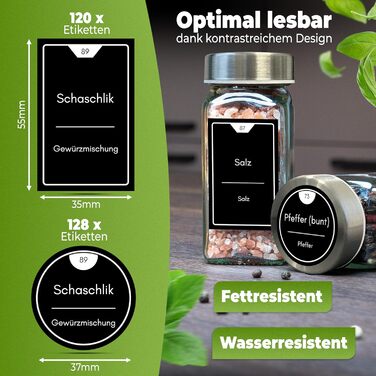 Набір банок для спецій 24 шт. (125 мл) з дозатором, етикетками та кришками з нержавіючої сталі