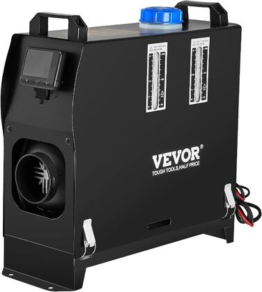 Дизельний обігрівач VEVOR 8 кВт, 12/24V, портативний, з Bluetooth, пультом та LCD-екраном, 5л бак для вантажівок/автобусів/кемперів (чорний)