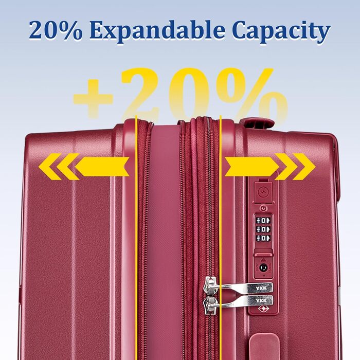 Набір валіз Joyway 4 шт. з жорстким корпусом та TSA-замком. Розширюваний набір валіз, містить 1 велику сумку (Червоний).