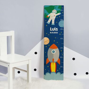 Планка Striefchen для дітей з приголомшливими фентезійними мотивами, дерев'яна, персоналізована (ракета і космонавт)