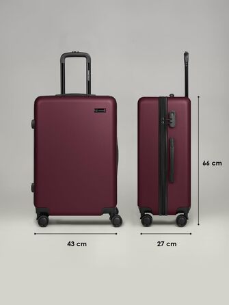 Набір валіз Smartbox Hartschalen 3 шт. для жінок та чоловіків | Легкі та міцні валізи з ABS-пластику | 4 колеса, кодовий замок (Edition 05) (Бургунді, валіза M (66 см))