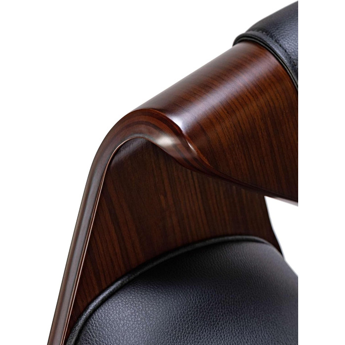 Барний стілець CLP Foley з штучної шкіри, з підлокотниками та спинкою, регульована висота, дерево, штучна шкіра, горіх/чорний