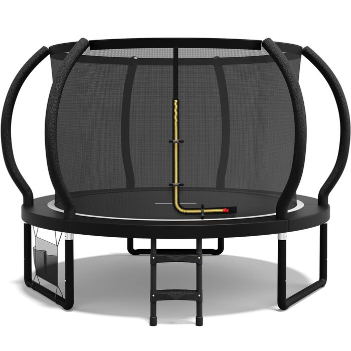 Батут садовий Flamaker Ø228/305/366/427 см з захисною сіткою, до 150 кг, для дітей та дорослих, чорний