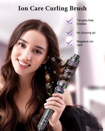 BESTOPE PRO Локкенстаб: Набір для створення локонів 5 в 1 з плойкою, термощіткою, 3 локонами (9mm-25mm) для великих локонів, 13 температур, керлером з термозахистом. Матова поверхня, рукавичка, затискач. Колір: Північне сяйво (Lila)