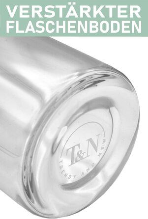 Скляна пляшка T & N 1 літр / 750 мл / 500 мл - пляшка для пиття 1 л з неопреновою кришкою - пляшка для води 1000 мл герметична - скляна пляшка для пиття з більш товстого боросилікатного скла (бамбук / спортивний Сірий, 1 літр карбонізований)