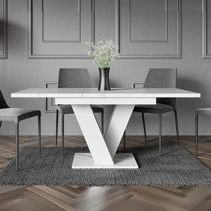 Розсувний кухонний стіл PROROOM FURNITURE Malvi – чорний, 120-160 см, для 4-6 осіб | Легка збірка | Для кухні та їдальні