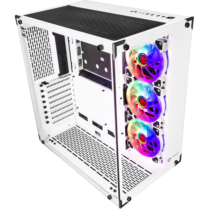 Ігровий корпус Talius Cronos Frost ATX з гартованим склом, ARGB вентиляторами Iris, білий колір