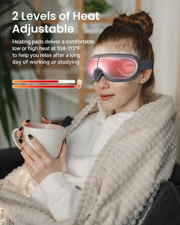 Масажер для очей RENPHO Eyeris 2 з підігрівом та вібрацією - для релаксації та покращення сну, сріблястий