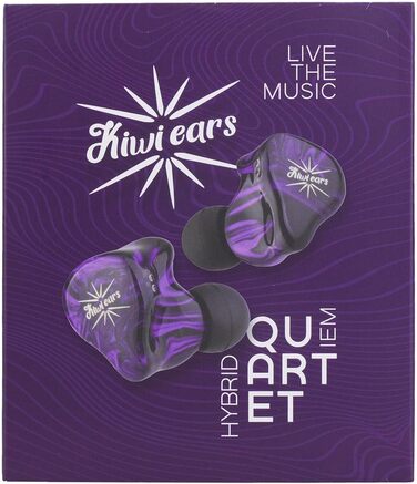 Гібридні вушні монітори LINSOUL Kiwi Ears Quartet, HiFi навушники, знімний кабель (фіолетовий)