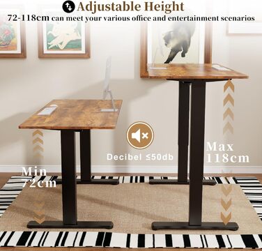 Електричний підйомний механізм для столу 2-рівневий з пам'яттю, чорний, для стоячого робочого місця