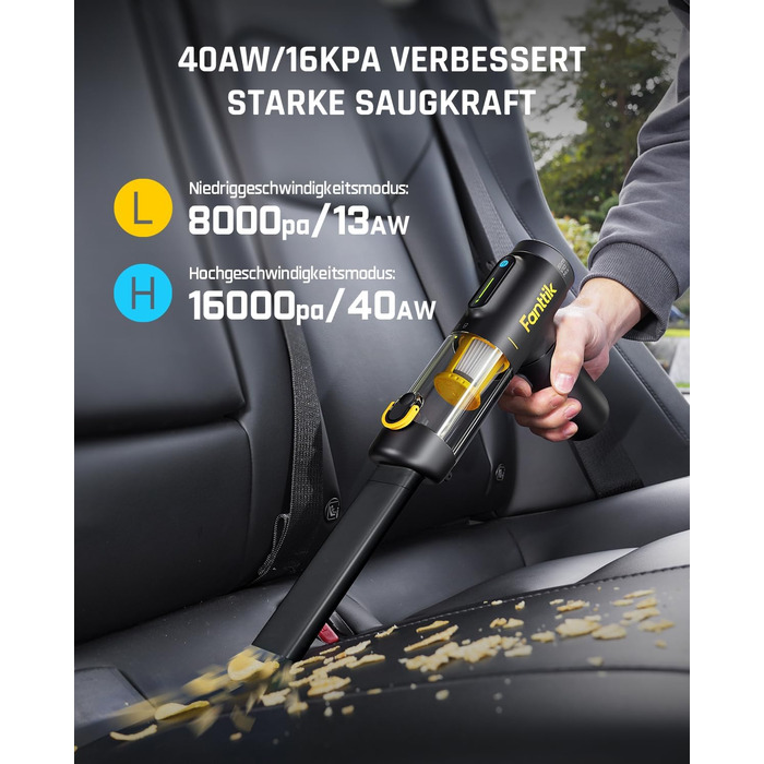 Бездротовий автомобільний пилосос Fanttik Slim V10 Mix 4-в-1, потужність 16 кПа, з LED-дисплеєм та функцією обдуву для авто, офісу та клавіатур