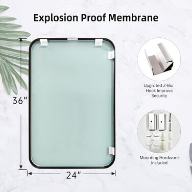 Дзеркало для ванної кімнати на стіну з округлим прямокутним дизайном та коричневим металевим каркасом. Підходить для ванної, передпокою, вітальні, спальні. Вертикальна або горизонтальна орієнтація. Розміри: 91.4 x 61 см, колір: брашований титан.