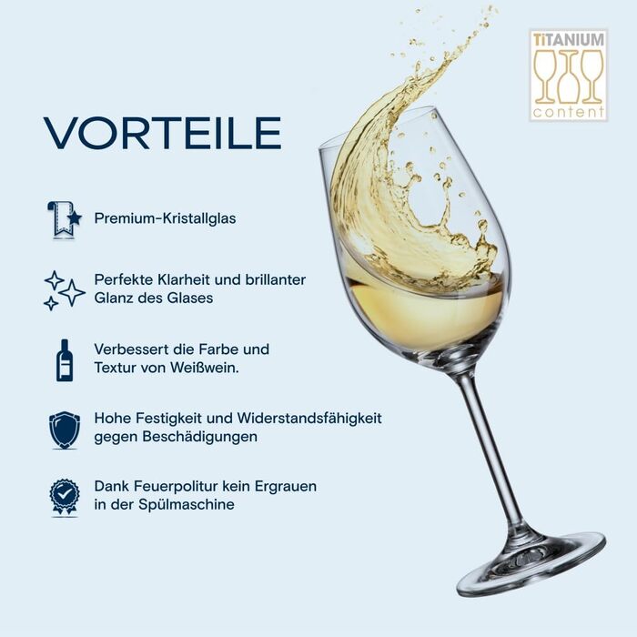 Набір келихів для білого вина Crystal Bohemia, 6 шт, 350 мл, стійкі до миття в посудомийній машині, довговічні та стійкі до подряпин. Елегантні келихи з кришталевого скла - ідеальний подарунок для поціновувачів вина.