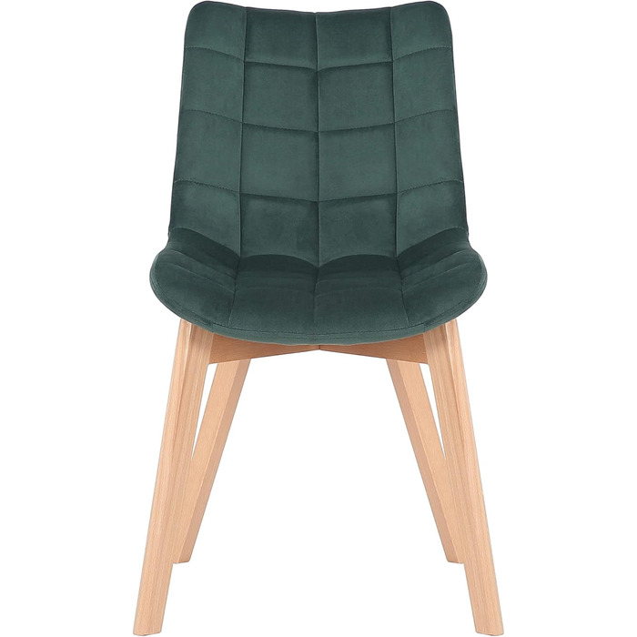Набір з 2 обідніх стільців Passaic з оксамиту, ергономічні, з м'якою оббивкою та стежкою, з захистом для підлоги, до 150 кг, колір: зелений