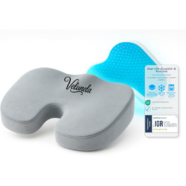 Гелеве сидіння з піною Memory Foam, сертифіковане IGR – ергономічне, знімає напругу, для спини – для офісу, авто, дому (сірий)