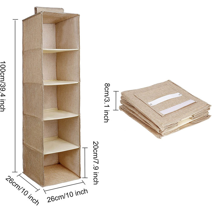 Підвісна полиця MaoXinTek, підвісна шафа для зберігання речей з 5 відділеннями, підвісна тканинна шафа, органайзер для одягу
