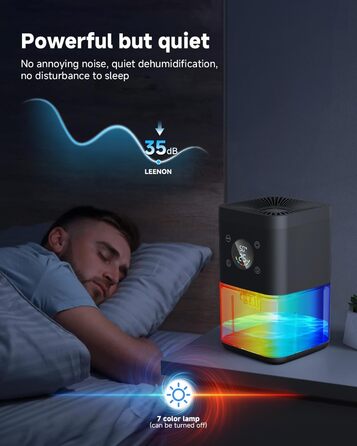 Електричний осушувач повітря 1800 мл - тихий осушувач для дому з функцією відтавання, очищення повітря та захистом від вологи. Ідеально для спальні та ванної кімнати (білий/чорний)