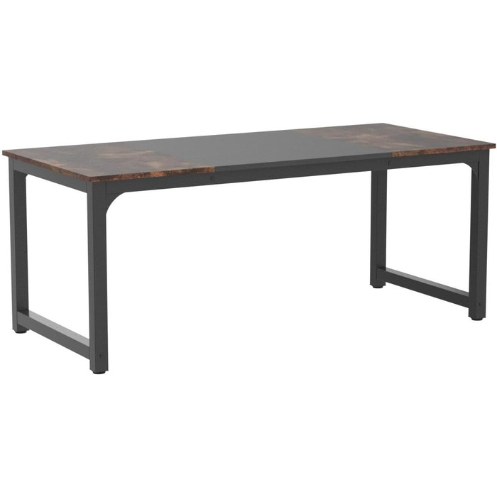 Стіл Tribesigns 180x80 см, індустріальний кухонний стіл на 6-8 осіб, прямокутний стіл для їдальні, кухні, вітальні, з міцними металевими ніжками (Рустиковий Коричневий)