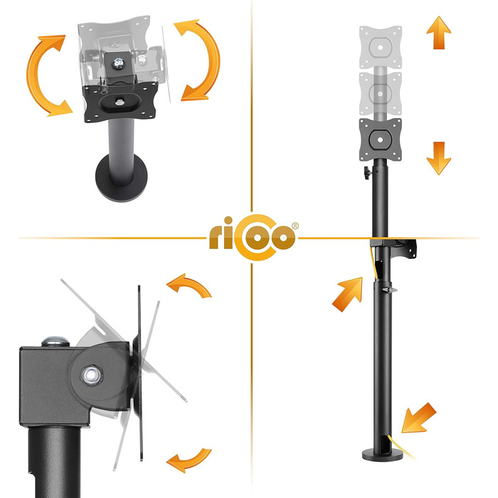 Тримач для монітора RICOO TS4011: кріплення VESA для моніторів 17-32 дюймів, регульований, настільний