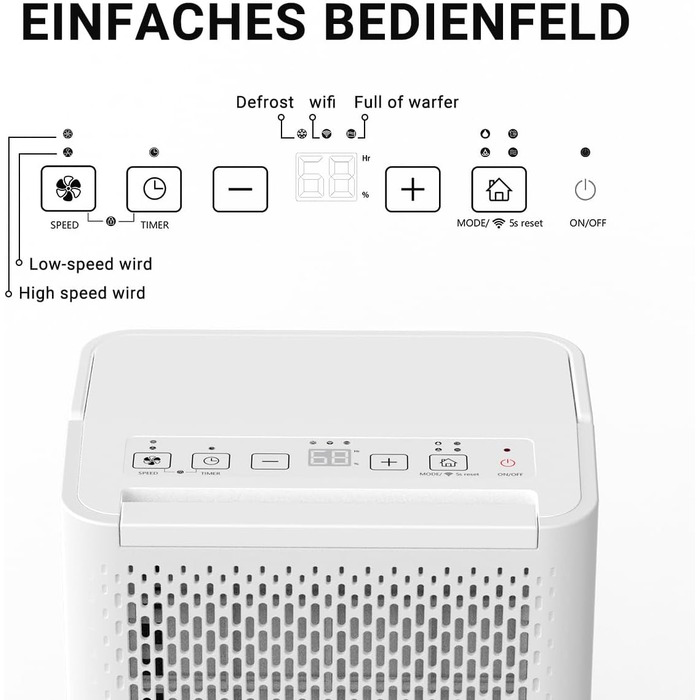 Зволожувач повітря Pasapair 12L - автоматичний осушувач для дому, 3 режими роботи, таймер, цифровий дисплей, для захисту від вологи та плісняви