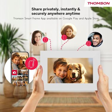 Рамка для фото Thomson Fotorahmen – 7 дюймів, IPS Full HD, сенсорний екран, 32 GB, автоматичне обертання, Wi-Fi, iOS, Android, білий