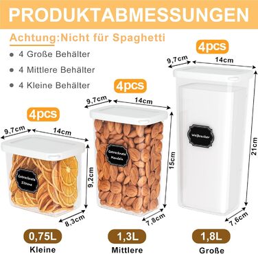 Герметичні контейнери для зберігання продуктів з кришкою (12 шт., до 1,8 л)