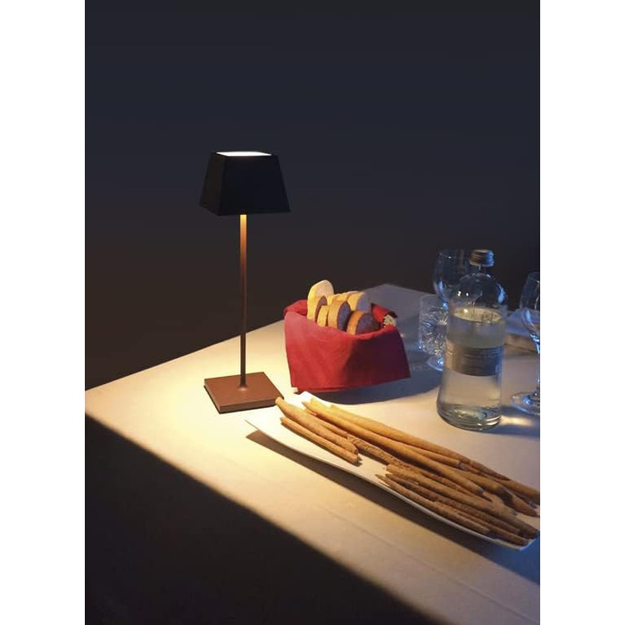Лампа настільна LED ROSSINI ILLUMINAZIONE Siesta з USB, сенсорне управління, диммування, IP54, для внутрішнього та зовнішнього використання, 37 см, 2.2 Вт, тепле світло 2700K, 200 lm, 9 годин роботи (Corten)
