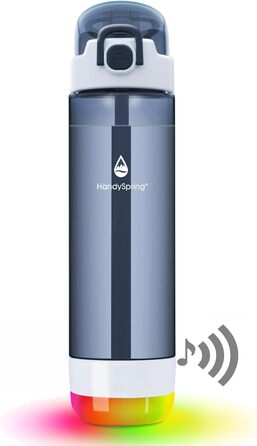 Розумна пляшка для води з нагадуванням пити воду - Світлова та звукогідратна пляшка світіння 750 мл, Водний трекер із соломинкою, Розумне нагадування про гідратацію, Мотиваційна пляшка для води (сіра)