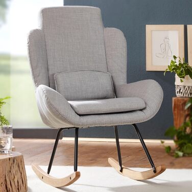 Крісло-гойдалка FineBuy Capri з тканини та дерева, сірого кольору, 75 x 110 x 88,5 см
