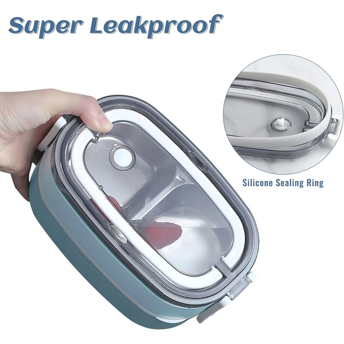 Ланчбокс дорослий з сумкою, б/д для дітей з 3 відсіками, витривалий, для мікрохвильової печі, бенто-бокс для роботи, школи, пікніка, подорожей, блакитний