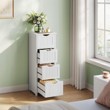 Шафка для ванної кімнати WOLTU, вузька, з 3 висувними ящиками, 32 x 30 x 81 см, для ванної, вітальні, спальні, їдальні, кухні, сучасний дизайн, білий колір, BZS123ws