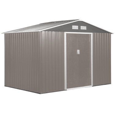 Outsunny Metal Garden Shed Садовий сарай з фундаментом, стійкий до погодних умов, сірий, 277x195x192 см, ідеально підходить для саду та зберігання інструментів