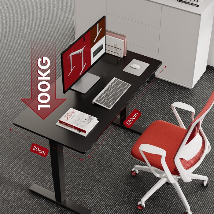 Регульований стіл Sanodesk 160x80 см, білий + ahron, електричний, ергономічний, з подвійним мотором
