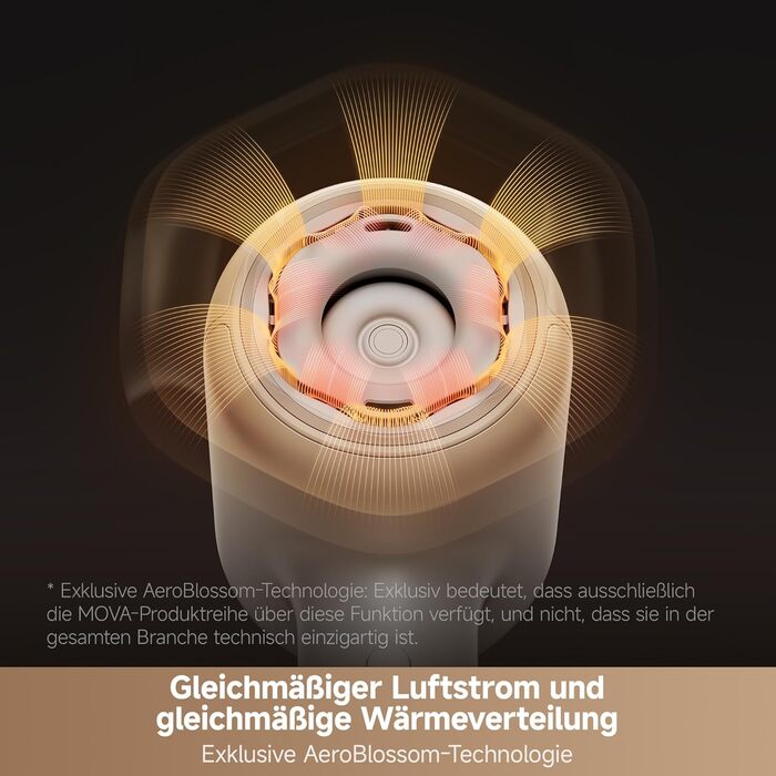 Фен для волосся MOVA Shine 20 з дифузором, високошвидкісним двигуном та плазмовим доглядом, NTC-контролем температури, Gold