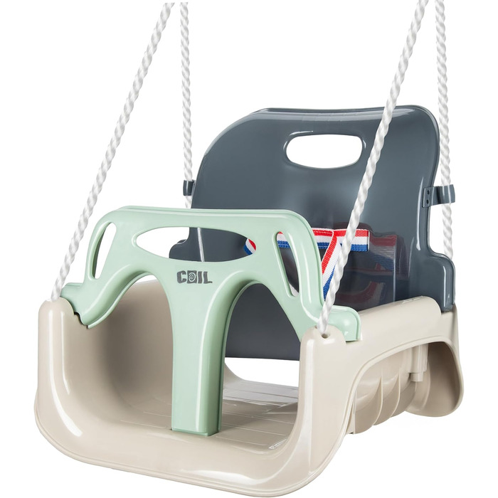 Дитяча гойдалка COIL 3-в-1 для дому та вулиці з регулюванням спинки, оливковий колір