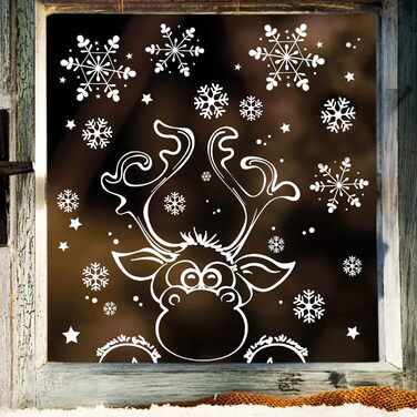 Віконна картина Різдво з REH та зимовим пейзажем (Маленький лось)