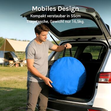 Складана душова кабіна-намет WolfWise для кемпінгу та переодягання, водонепроникний намет-туалет з UV-захистом, компактний та легкий (1,9м x 1м), синій