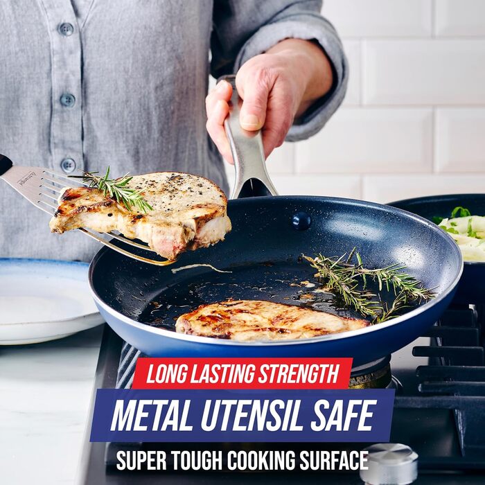 Набір сковорідок Blue Diamond Cookware Diamantinfundiertes 2 шт. (24 см та 28 см), керамічне антипригарне покриття, без PFAS, для плити (в т.ч. індукційної), можна мити в посудомийній машині, термостійке